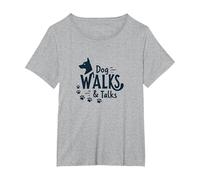 Dog Walks & Talks: Canine Companionship T-Shirt, Women's Plus, Heather Grey, 2X