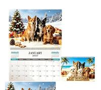 Dog Wall Calendar, 12 Month Hanging Calendar with Notes & Checklist Page | A4 Dog Family Calendar for Planning, Organizing, Scheduling