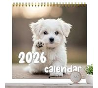 Dog Wall Calendar, Cute Planner Wall Calendar, 2026 Spiral-Bound Annual Monthly Schedule Planner for Family Friends Women Teachers Indoor Living Room Desk School Office Decoration Display
