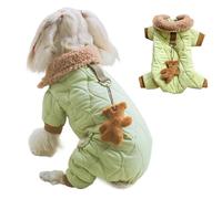 Dog Warm Bear Coat Jacket with D Ring Warm Neck Fleece Four-Legged Sweaters Wind Breaker Water Resistant for Small to Medium Pet Cats (Olive Green, Medium)