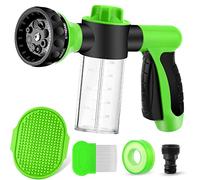 Dog Wash Sprayer Outdoor, 8-in-1 Dog Sprayer Hose Attachment with Massage Brush and Pet Grooming Comb, 3/4 Inch Standard Garden Hose Nozzle for Watering Flowers, Car Washing, Pet Bathing(Green)