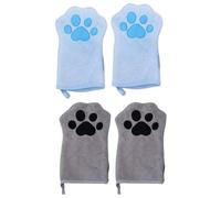 Dog Washing Gloves, 2 Pair Cat Bathing Gloves, Pet Cleaning Towels, Grooming Mitt Wipes, Quick Absorbent, Hand-Inserted, Cute Cats Paw Soft Towels For Cleaning Pets, Home Travel Pet Care