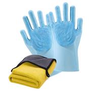 Dog Washing Gloves - Bristle Glove, Pet Washable Scrubber | Multiple Animal Care Gloves Accessory, Shampoo Massager for Travel Grooming Sessions