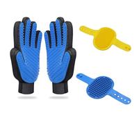 Dog Washing Gloves Brush for Pet: JOANGIHC 3PCS Dog Grooming Hair Brush - Cat Scrubber for Bathing -Puppy Shedding Massage Gloves - Hair Fur Remover for Short Long Haired Dogs/Cats (Light Yellow)
