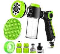 Dog Washing Hose Attachment, 8-in-1 Sprayer Mode Garden Hose Nozzle with Pet Bathing Brush and 100cc Soap Dispenser Bottle, Adopted in Watering Flowers, Car Wash, Dog and Horse Showering (Green)