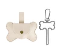 Dog Waste Bag Holders, Bone Shaped PU Dog Poop Bags Holders Pet Waste Bag Dispenser with Copper Buckle Hook for Walking Outdoor Travelling