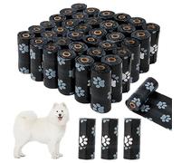 Dog Waste Bags, Pack of 600 Organic Dog Pooping Bags, Extra Thick Waste Bags for Dogs, Refill Rolls, Waterproof, Tear-Resistant, On the Go Black (Black)