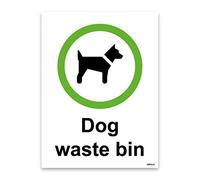 Dog Waste Bin Sign, A5-210 x 148mm, 1mm Rigid Plastic, Recycle and Waste Management signs