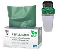 Dog Waste Station/Cat Litter Pail Bags, PetFusion Compatible, Certified Compostable, Plant-Derived, Long & Durable, Replacement Liner Bags (15 Count)