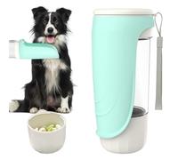 Dog Water Bottle, 300ml Foldable Pet Drinking Bottle with 100g Food Feeder Portable Water Dispenser for Dogs Cats Travel Outdoor