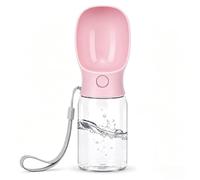Dog Water Bottle, 350ml Sakura Pink Leak Proof Portable Dog Travel Water Bottle, 2-in-1 Puppy Water Dispenser & Dog Bowl, for Walking Hiking, Food Grade Dog Water Fountain Gift for Outdoor Pets