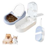 Dog Water Bottle and Bowl 2-in-1 With Food Container for Treats, Steak, Sticks, Bars - Portable Pet Water Dispenser for Hiking, Travel (Blue, 18CM)