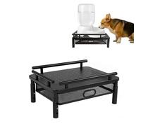 Dog Water Bowl Dispenser Stand with Storage Drawer & Metal Holder Compatible with Automatic Feeders & Water Dispensers - Adjustable Height, Raised Elevated Platform for Cats, Small & Medium Dogs