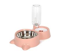 Dog Water Food Bowl Dispenser Set Stainless Steel Dish Detachable Stand Pet Feeder Waterer Water Bottle Fountains