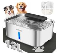 Dog Water Fountain for Large Dogs,3 Gallon Stainless Steel Dog Water Bowl Fountain,Large Pet Water Drinking Fountain with Deeper Drinking Area,Vortex Filtration Design with Fresher & Cleaner Water