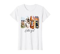 Dog Watercolour Cute Pet Dog Border Collie T-Shirt
