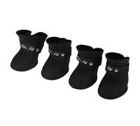Dog Waterproof Boots, 4Pcs Portable Premium Silicone Cute Anti-slip Rain Shoes Protective with Adjustable Straps(M black)