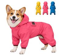 Dog Waterproof Coat with Hood Full Body Dogs Rain Coat with Legs，Pink：XXL | Full Coverage Waterproof Jacket Lightweight Breathable Pet Rainwear Clothing Suit for Small Medium Large Puppies