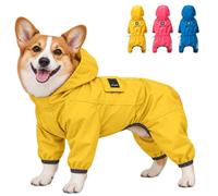 Dog Waterproof Coat with Hood Full Body Dogs Rain Coat with Legs，Yellow：XXL | Full Coverage Waterproof Jacket Lightweight Breathable Pet Rainwear Clothing Suit for Small Medium Large Puppies