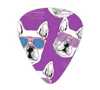 Dog Wear Purple Sunglasses Pattern Guitar Plectrums, 12 Pcs Lightweight Guitar Plectrums, 0.46mm/0.71mm/0.96mm Thickness For Acoustic Guitar Acoustic Electric Guitar Ukulele Bass