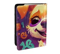 Dog Wearing Colorful Smiling with Printed Passport Holder,Travel Pu Leather Passport Cover Case Organiser for Men Women,6.5 Inch