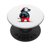 Dog Wearing Headphones Holding Vinyl Record PopSockets Adhesive PopGrip