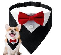Dog Wedding Bandana - Adjustable Collar Scarf | Bow Tie Neckwear - Premium Soft Fabric Construction, Stylish Design Detail Weddings Parties Birthday Celebrations