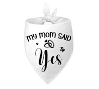 Dog Wedding Bandana My Mom Said Yes Dog Wedding Engagement Bandana | Engagement Gift Funny Cute Engagement Announcement Photo Prop Pet Scarf Accessories for Pet Dog Lovers Gifts