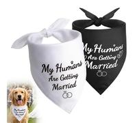 Dog Wedding Bandana Outfit Apparel 2 Pcs Large Size Humans Getting Married Print Scarf Adjustable Necks Up To 48cm Soft Triangle Bibs Medium Big Dogs Bridal Party Photography Accessories