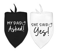 Dog Wedding Engagement Bandana Apparel & Accessories Pet Dog Scarf Wedding Photo Prop My DAD Asked! SHE Said Yes! Dog Wedding Outfit Funny Wedding Engagement Party Decorations Gifts (Black+White)