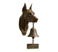 Dog Welcome Doorbell, Funny Resin Wall Mounted Entry Bell with Chime for Porch Garden, Bulldog Pug German Shepherd Shaped Decorative Hanging Bell for Dog Lovers Housewarming Gift (Doberman)