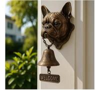 Dog Welcome Doorbell Series-Unique Animal Door Bell-Vintage Cast Iron Chime-Novelty Hound Hanging Figurine Ornaments-Outdoor Decor Dinner Bells-Creative Gifts For Puppy Lovers（Middle Finger Bulldog)