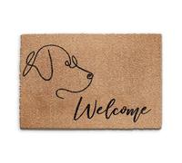 Dog Welcome Doormat (60cm x 90cm) Small, Dog Illustration Front Entrance Door Mat, Coconut Core Fibre Heavy Duty Mat, Rug, Indoor Natural Coir Mat, Regular