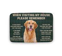 Dog When Visiting My House Please Remember Dog Doormat Rug Funny Outdoor Doormat Mat Non Slip Rubber Backing Entrance Outside Indoor Front Kitchen Decor Gift for Women Men 16x24 Inch