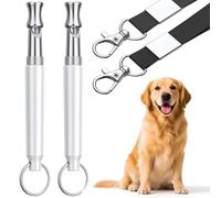 Dog Whistle, 2 Pcs Dog Training Whistle with Lanyard, Adjustable Ultrasonic Silent Dog Recall Training Whistles, Professional Dog Whistle to Stop Barking Neighbors Dog for All Dogs (White and White)
