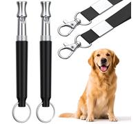 Dog Whistle, 2 Pcs Dog Training Whistle with Lanyard, Adjustable Ultrasonic Silent Dog Recall Training Whistles, Professional Dog Whistle to Stop Barking Neighbors Dog for All Dogs (Black and Black)