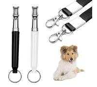 Dog Whistle to Stop Barking Neighbors Dog,Professional Recall Dog Training Whistles,2 Pcs Adjustable Silent Dog Whistle with Lanyard,Black and White