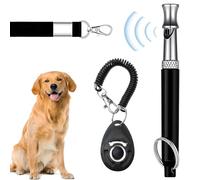 Dog Whistles Clicke Training Set, Portable Supersonic Silent Dog Training Whistles with lanyard, Dogs Whistle to Stop Barking, Pet Puppy Clickers for Training, Dogs Recall Whistle for Pet Puppy(Black)