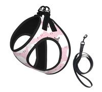 Dog White Sheep On Pink Background Printed Harness And Leash Set,Adjustable,Breathable Soft,Step-In Mesh Pet Vest Harness With Reflective Strip