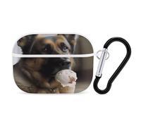 Dog Who Likes Ice Cream Earbuds Organizer Shockproof Protective Airpods Pro Cover with Carabiner Clip Anti Fall Carrying Earphone Case Cover for Airpods Pro 2nd Generation White