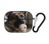 Dog Who Likes Ice Cream Earbuds Organizer Shockproof Protective Airpods Pro Cover with Carabiner Clip Anti Fall Carrying Earphone Case Cover for Airpods Pro 2nd Generation Black