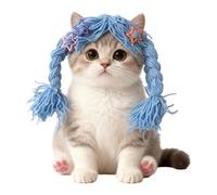 Dog Wig - Cute Braid for Animals - Costume Wig for Cats and Dogs, for All Breeds Puppy, Kitten, Photoshoot at Home, Role Play, Halloween, Christmas, Party, Birthday