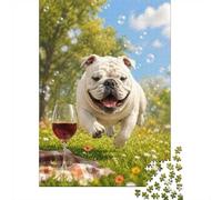 Dog Wine Meadow Jigsaw Puzzle, 1000 Pcs Indoor Adult Game | 70x50cm Cardboard, Brain Workout, Friend Gift, Living Room Accent, Stress Reduction