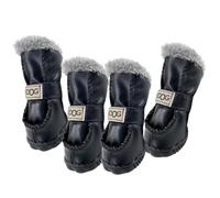 Dog Winter Boots 4Pcs/Set Thermal Plush-lined Synthetic Leather Dog Shoes Soft Non-slip Dog Snow Boots for Small and Medium Sized Dogs, Size 1#Winter