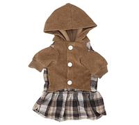 Dog Winter Clothes | Plaid Skirt & Hat Set for Small Dogs/Puppies | Warm Pet Apparel with Snap Buttons | Cold Weather Protection for Back, Neck & Chest (L)