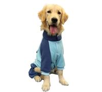 Dog Winter Clothes Thermal Warm Plush Lined Windproof Waterproof Four-Legs Hoodie Jacket Coat for Golden Retriever Labrador Large Breed Dogs(Blue,3XL)