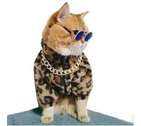 Dog winter clothing leopard print pet winter leopard print cotton jacket French Bulldog Poodle Havanese Pomeranian coat Cat down jacket (XL)