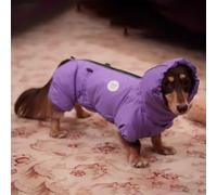 Dog Winter Coat for Dachshund, Cold Weather Dog Warm Coat,Warm Windproof 4-Leg Dogs Jacket with Zipper,Dogs Turtleneck Cozy Jacket Small for Outdoor Walking,Purple,L