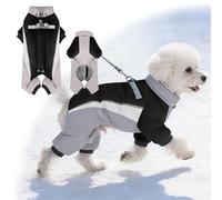 Dog Winter Coat Full Body Coverage Warm Fleece Dog Snowsuit with Built-in Harness Waterproof Windproof Puppy Puffer with 4 Legs Reflective Turtleneck Cold Weather(Schwarz,38X27CM)