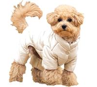 Dog Winter Coat - Lightweight Waterproof Warm Jacket for Small & Medium Dogs, Full-Body Fleece Lined Pastel Puffer with Easy Snap Buttons, Ivory & Purple (Ivory, Large)